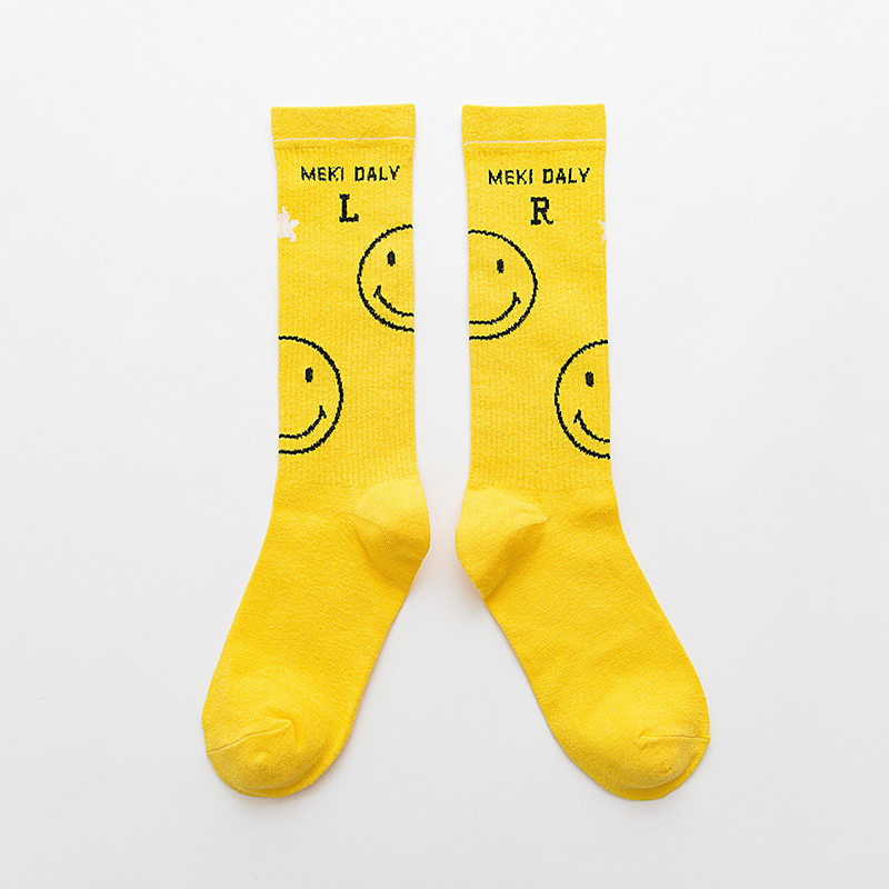 Net Red Sox Children In Tube Socks Summer Cotton Smiley Calf Socks Long-barreled Knee-ins Street Tide